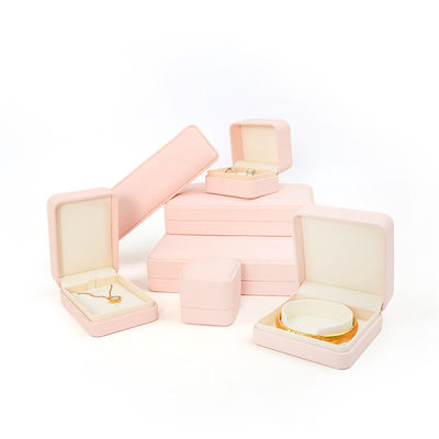 Customizable Premium Pink Leather Jewelry Box For Rings Storage