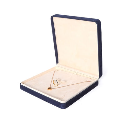 China Manufacturing Wholesale Premium Blue Jewellery Packaging Box Custom Hign End Big Jewelry Set Necklace Bracelet Earrings Ring Packaging Handmade Square Velvet Blue Jewelry Box With Logo