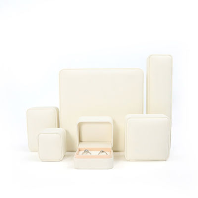 Handmade Square White Leather Jewellery Packaging Box Custom Luxury Big Jewelry Set Box For Necklace Bracelet Earrings Ring Packaging