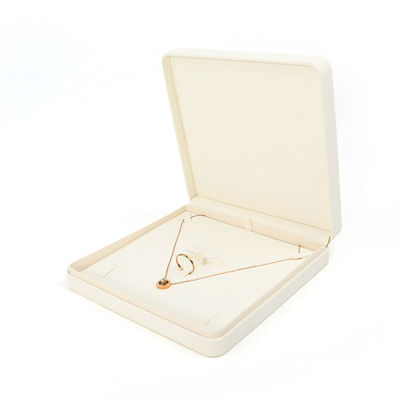 Handmade Square White Leather Jewellery Packaging Box Custom Luxury Big Jewelry Set Box For Necklace Bracelet Earrings Ring Packaging