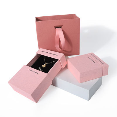 China manufacturing wholesale high quality Necklace Earring Bracelet ring box Jewellery packaging Personalized Custom Eco Friendly Cardboard Paper pink Drawer Jewelry Box with logo