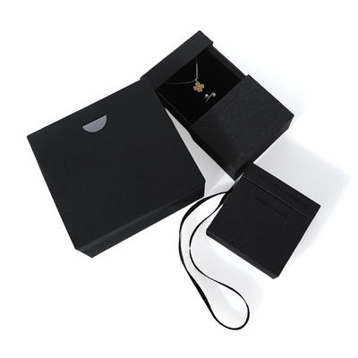 China manufacturing wholesale high quality Necklace Earring Bracelet ring box Jewellery packaging Personalized Custom Eco Friendly Cardboard Paper black Drawer Jewelry Box with logo