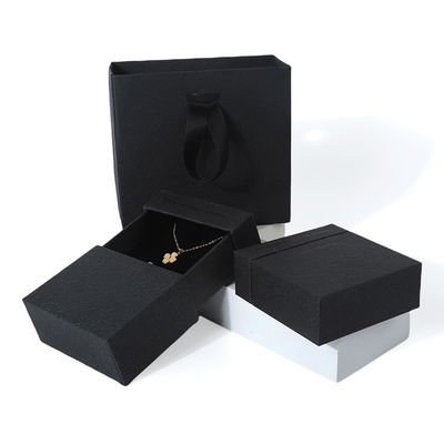 Buy China manufacturing wholesale high quality Necklace Earring Bracelet ring box Jewellery packaging Personalized Custom Eco Friendly Cardboard Paper black Drawer Jewelry Box with logo online manufacture