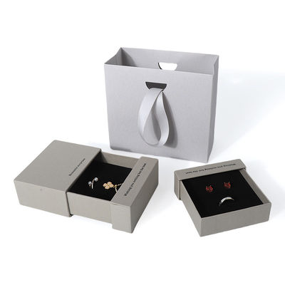 Buy China manufacturing wholesale high quality Necklace Earring Bracelet ring box Jewellery packaging Personalized Custom Eco Friendly Cardboard Paper gray Drawer Jewelry Box with logo online manufacture