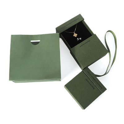 China manufacturing wholesale high quality Necklace Earring Bracelet ring box Jewellery packaging Personalized Custom Eco Friendly Cardboard Paper green Drawer Jewelry Box with logo