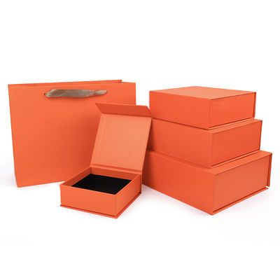 Wholesale manufacturing high quality Magnetic Gift Box Packaging Custom logo luxury Eco Friendly Cardboard Paper orange Magnetic Jewelry Box