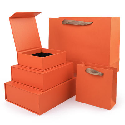 Wholesale manufacturing high quality Magnetic Gift Box Packaging Custom logo luxury Eco Friendly Cardboard Paper orange Magnetic Jewelry Box