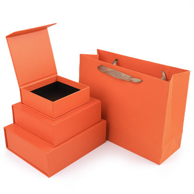 Wholesale manufacturing high quality Magnetic Gift Box Packaging Custom logo luxury Eco Friendly Cardboard Paper orange Magnetic Jewelry Box