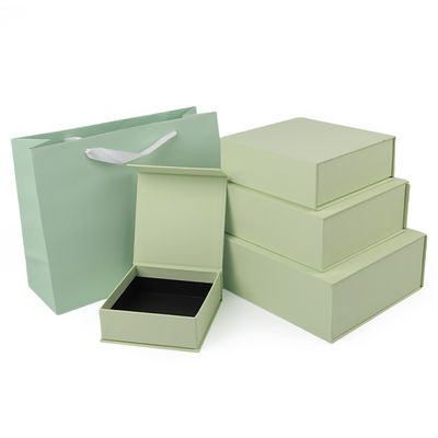 Wholesale manufacturing high quality Magnetic Gift Box Custom logo luxury Eco Friendly light green Magnetic paper Jewelry Box