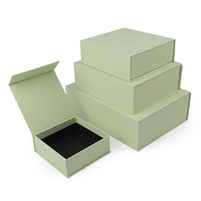 Wholesale manufacturing high quality Magnetic Gift Box Packaging Custom logo luxury Eco Friendly Cardboard Paper light green Magnetic Jewelry Box