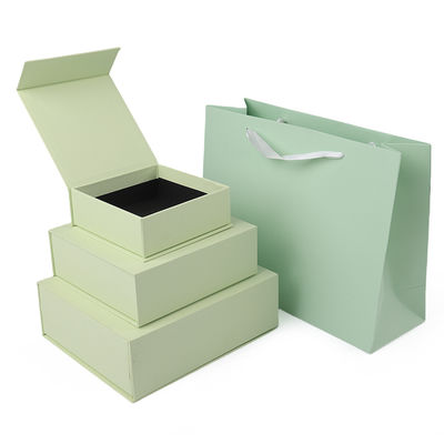 Wholesale manufacturing high quality Magnetic Gift Box Packaging Custom logo luxury Eco Friendly Cardboard Paper light green Magnetic Jewelry Box
