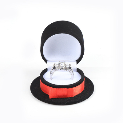 customizable hign end personalized Magic Hat velvet black jewelry ring box for holidays