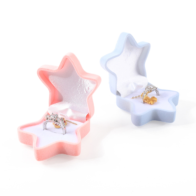 OEM personalized flip starfish velvet ring box jewelry packaging with logo
