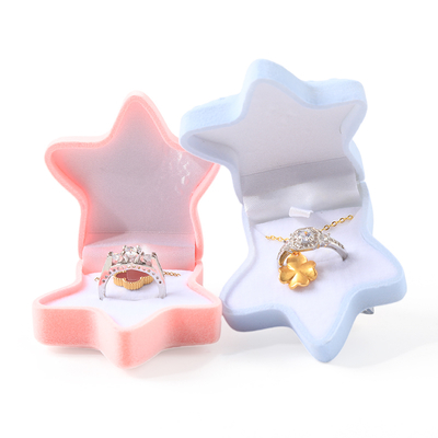 OEM personalized flip starfish velvet ring box jewelry packaging with logo