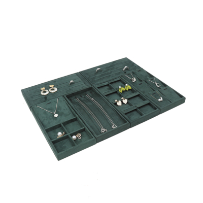 OEM Luxury Velvet Jewelry Trays Custom logo Organizer Jewellery Trays Jewelry Set Display