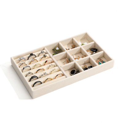 customizable Luxury beige Velvet Jewelry Trays OEM Jewellery Trays display for ring bracelet Necklace