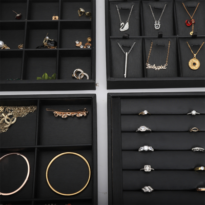 customizable Luxury black leather Jewelry Trays OEM Jewellery Trays display for ring bracelet Necklace