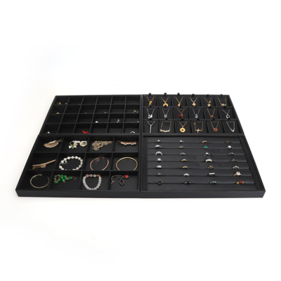 customizable Luxury black leather Jewelry Trays OEM Jewellery Trays display for ring bracelet Necklace