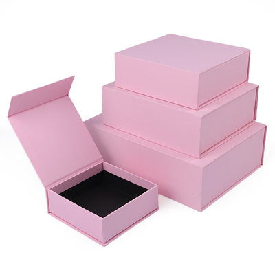 Eco Friendly Paper Magnetic jewelry Box Packaging custom Cardboard pink Jewelry Box