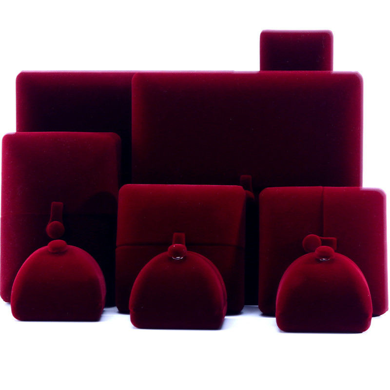 Customized Size Red Velvet Jewelry Box for Luxury Bracelets Earrings and Necklaces