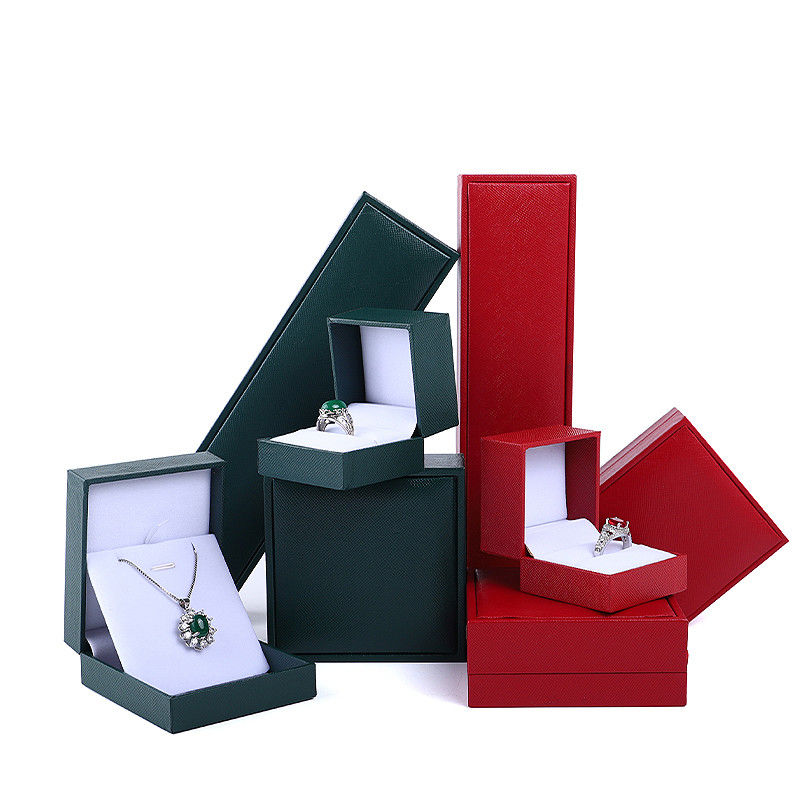 Customized Size Paper Velvet Hanhong Color Jewelry Box for Necklace Bracelet Ring Earrings