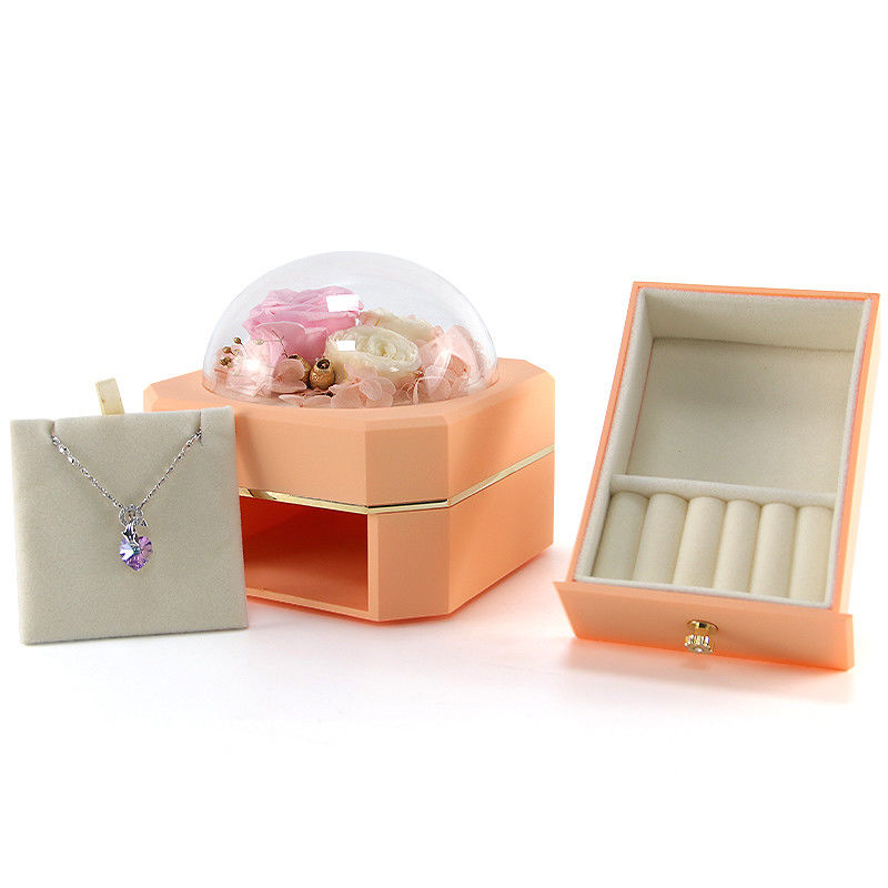 Flower Jewelry Box Necklace Ring Jewelry Box With Roses For Valentine'S Day Surprise