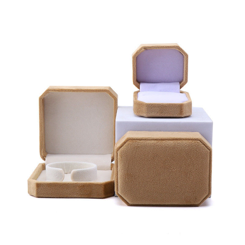 Eco-friendly Octagonal Shape Yellow Flannelette Jewelry Box for Necklace Bracelet Ring