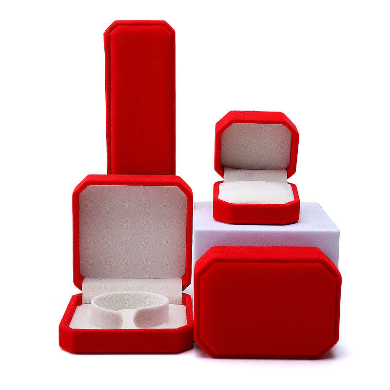 Jewelry Package Red Flannelette Customized Size Box for Necklace Bracelet and Ring