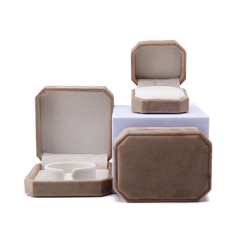 Custom Octagonal Shape Khaki Flannelette Jewelry Package for Necklace Bracelet Ring