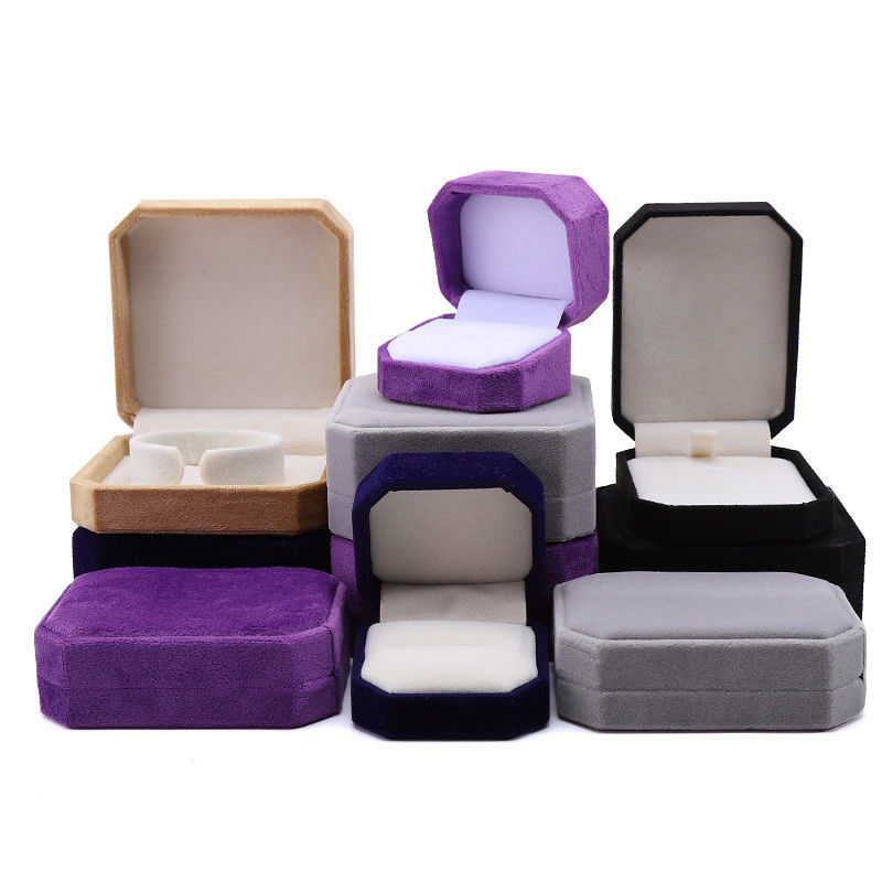 Octagonal Shape Velvet Jewelry Box for Custom Branding Necklace Bracelet and Ring