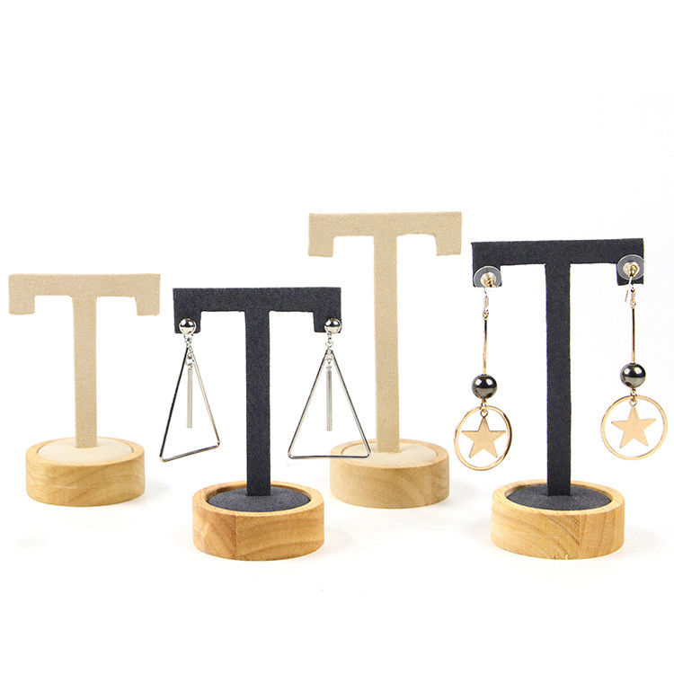 T Shaped Leather Cover Ear Drop Display Stand For Jewelry Luxury Exhibition Show