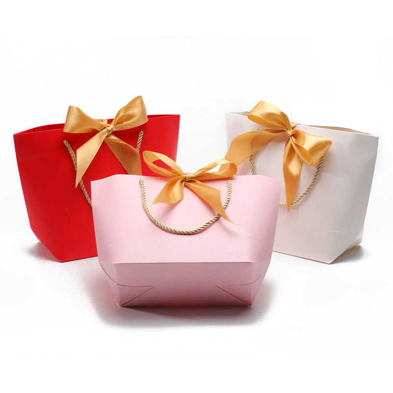 Compact Gorgeous Cardboard Paper Gift Tote Bag Bowknot Ornament for Birthday