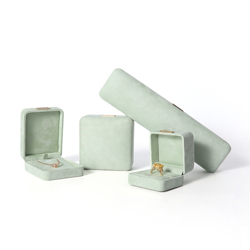 Wholesale manufacturing Luxury Jewellery Box Personalized Custom high end Necklace Bracelet Earrings Ring jewelry set Packaging Velvet light green Jewelry Box with logo