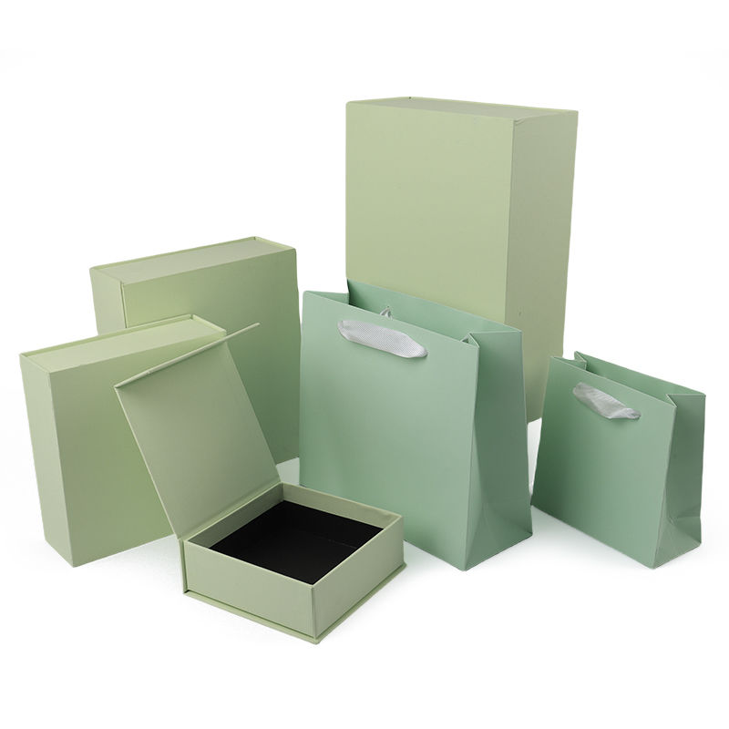 Wholesale manufacturing high quality Magnetic Gift Box Packaging Custom logo luxury Eco Friendly Cardboard Paper light green Magnetic Jewelry Box