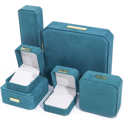 Wholesale Manufacturing Luxury handmake Jewellery Box packaging Personalized Custom logo high end light blue Necklace Bracelet Earrings Ring Packaging Velvet Octagonal Jewelry Box
