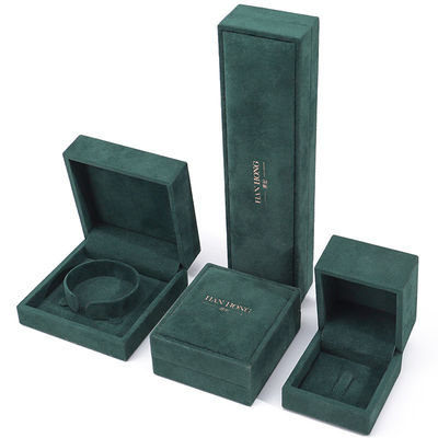 Wholesale Manufacturing Luxury velvet Jewellery Box Personalized Custom logo Dark green Necklace Bracelet Earrings Ring Packaging Velvet Jewelry Box