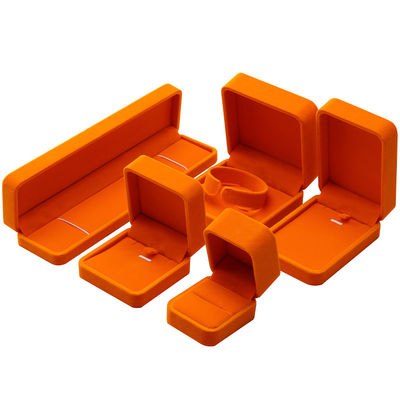 Wholesale manufacturing hign end Jewellery Box packaging Personalized Custom logo Luxury Necklace Bracelet Earring Ring Packaging Velvet orange Jewelry Box