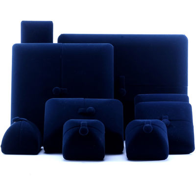 Blue Velvet Jewelry Box for Necklace Ring Hanhong Custom Logo Luxury Gift Packaging Box