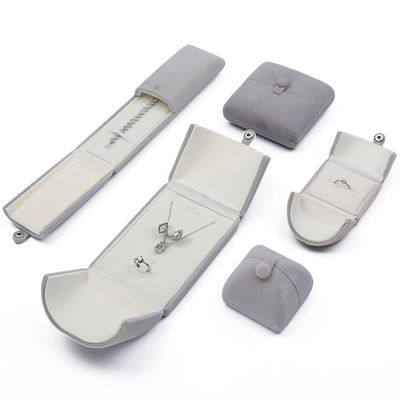 Grey Eye-Catching Clamshell-Shaped Velvet Jewelry Box Luxury Storage Packaging