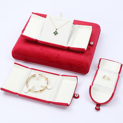 China Manufacturing wholesale Luxury Jewellery Box packaging Custom high end Necklace Bracelet Earrings Ring Packaging double door Velvet red Jewelry Box with logo