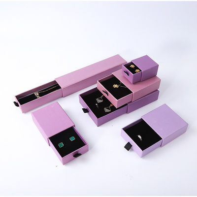 Wholesale manufacturing Eco Friendly high quality gift Jewellery Box Personalized Custom Ring Necklace Earring Bracelet Packaging Purple Cardboard Paper Drawer Jewelry Box with logo
