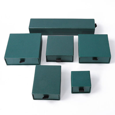 Wholesale manufacturing Eco Friendly high quality gift Jewellery Box Personalized Custom Ring Necklace Earring Bracelet Packaging green Cardboard Paper Drawer Jewelry Box with logo