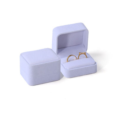 Unique Dual Ring Box Custom Velvet White Jewellery Engagement Ring Packaging Box