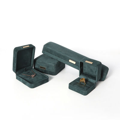 Wholesale manufacturing Luxury Jewellery Box Personalized Custom high end Necklace Bracelet Earrings Ring jewelry set Packaging Velvet dark green Jewelry Box with logo
