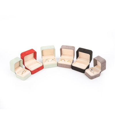 Wholesale High End Jewellery Packaging Ring Box Custom logo Jewelry Packaging Luxury Double Wedding Engagement Velvet Ring Box