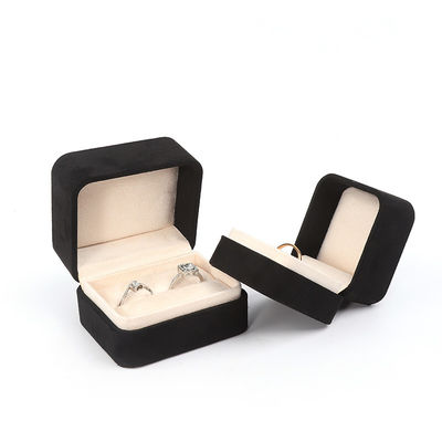 Wholesale High End Jewellery Packaging Ring Box Custom logo Jewelry Packaging Luxury Double Wedding Engagement Velvet Ring Box