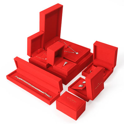 high end velvet square red jewelry box for bracelet Necklace ring packaging